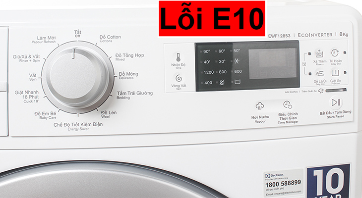 máy giặt electrolux báo e10